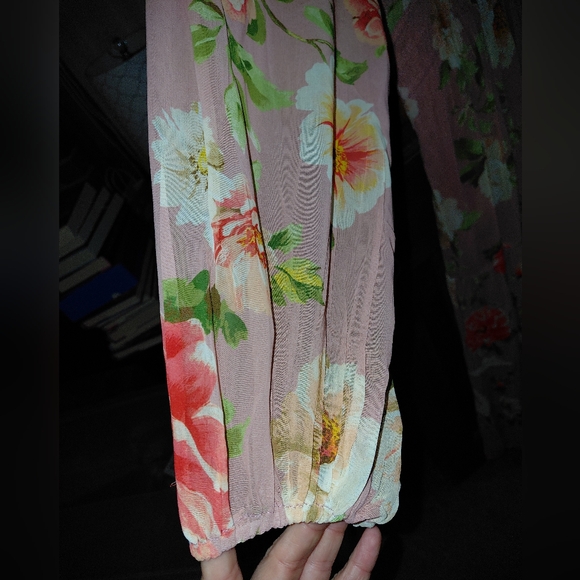 Anthropologie Somerset Long Sleeve Mock Neck Chiffon Pink Floral Maxi Dress - Picture 14 of 16